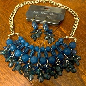Turquoise blue earrings and necklace set